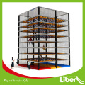 Trampoline climbing tower with spider tower